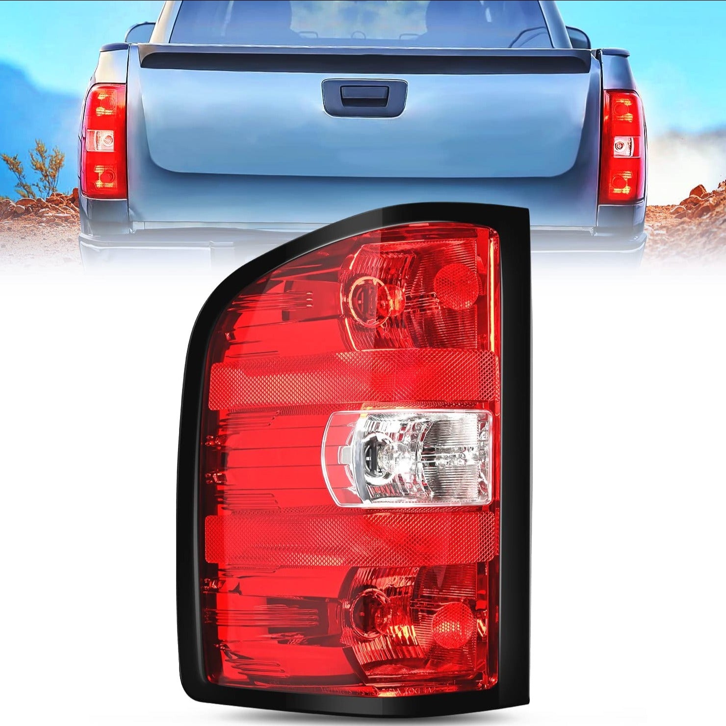 2007-2014 Chevy Silverado 1500 2500HD 3500HD 2007-2013 GMC Sierra 3500HD Taillight Assembly Rear Lamp w/Bulbs and Harness Driver Side Nilight