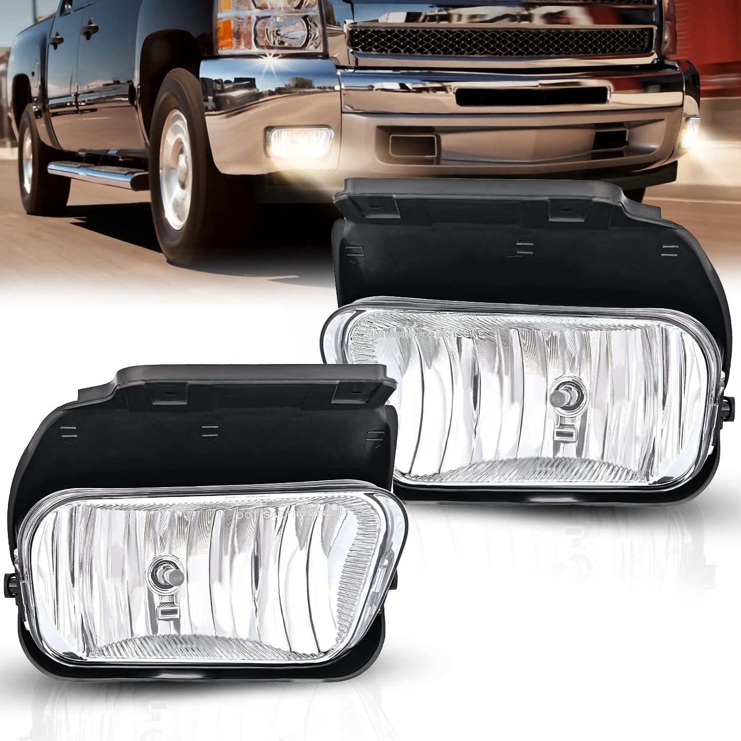 Fog Light Assembly Nilight Fog Light Assembly Compatible with 2002 2003 2004 2005 2006 2007 Chevy Silverado 1500 2500 3500 2002-2006 Chevy Avalanche w/o Body Cladding with H10 12V 42W Halogen Bulbs, 2 Years Warranty