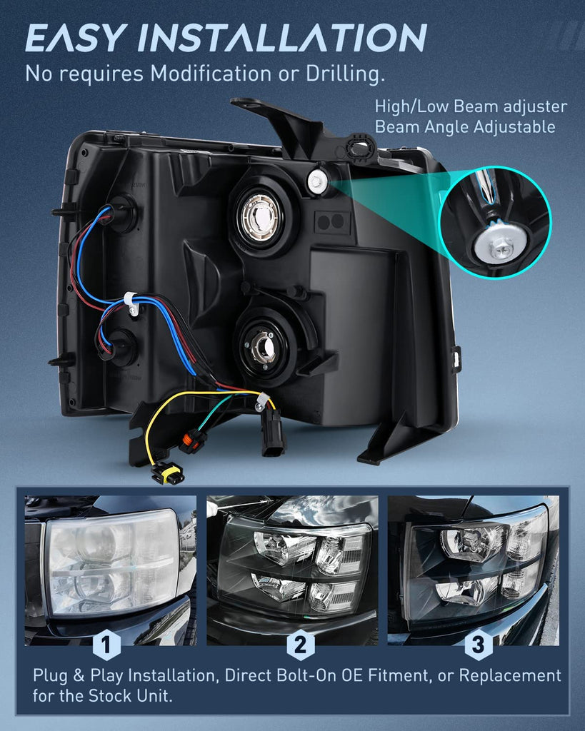 Nilight Headlight Assembly For 2007 2008 2009 2010 2011, 50% OFF