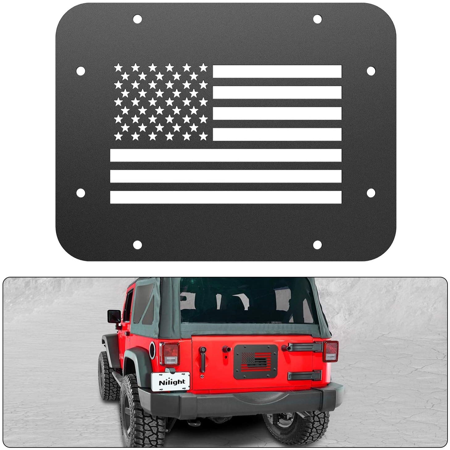 Spare Tire Carrier Delete Filler Plate For 2007-2017 Wrangler JK & Unlimited Nilight