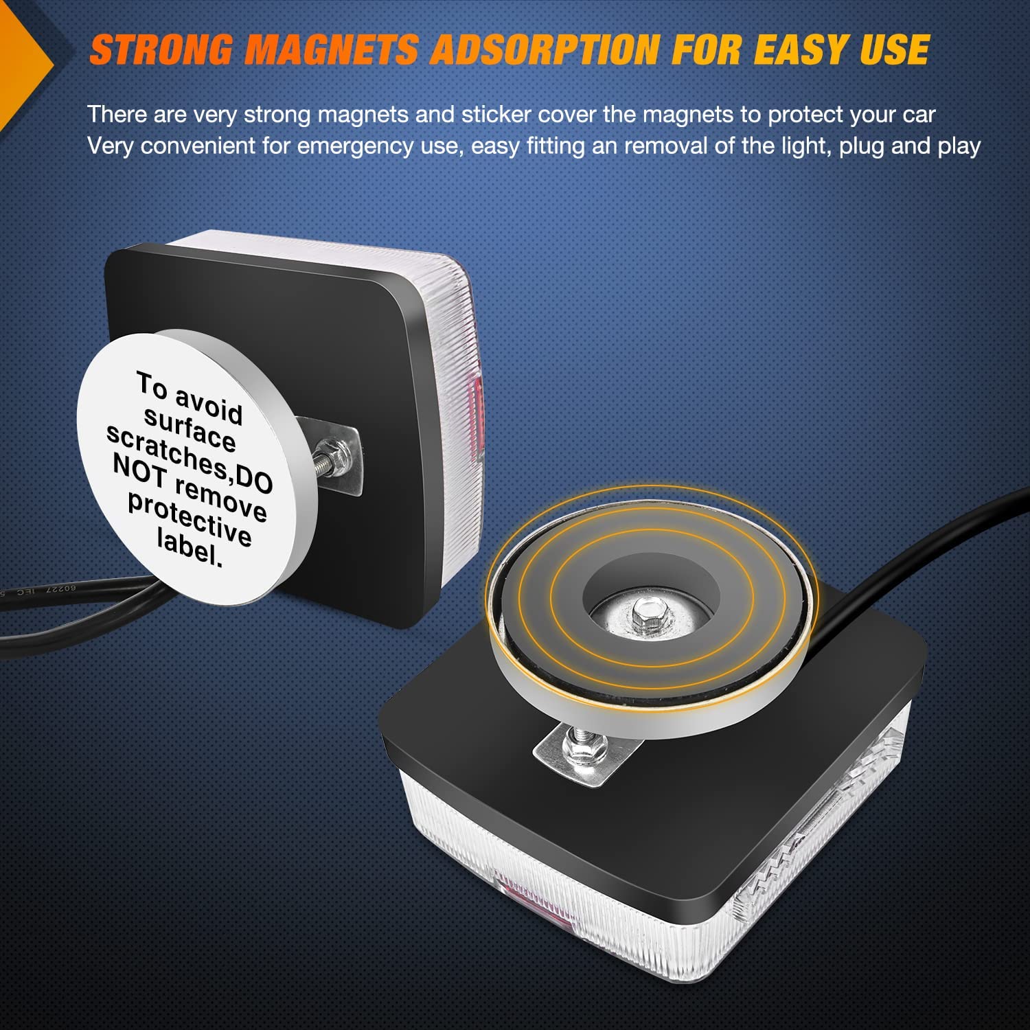 Magnetic LED Trailer Towing Light Kit w/ 7 Pin Plug Tail Stop