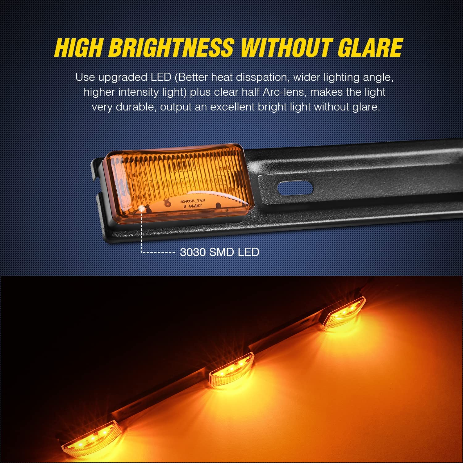 14 Inch 9 LEDs Amber Trailer Light ID Bar – Nilight