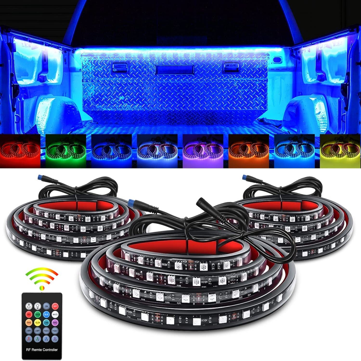 60” 270Leds RGB RF Remote LED Bed Light Strip 3PCS Nilight