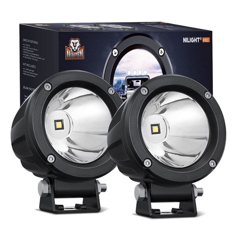 3" 10W 1065LM Spot Round Built-in EMC LED Work Lights (Pair) Nilight