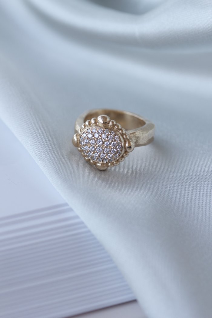 aurora, solring, pompus, erik sørensen smykker, pave og 14 kt. massiv guld