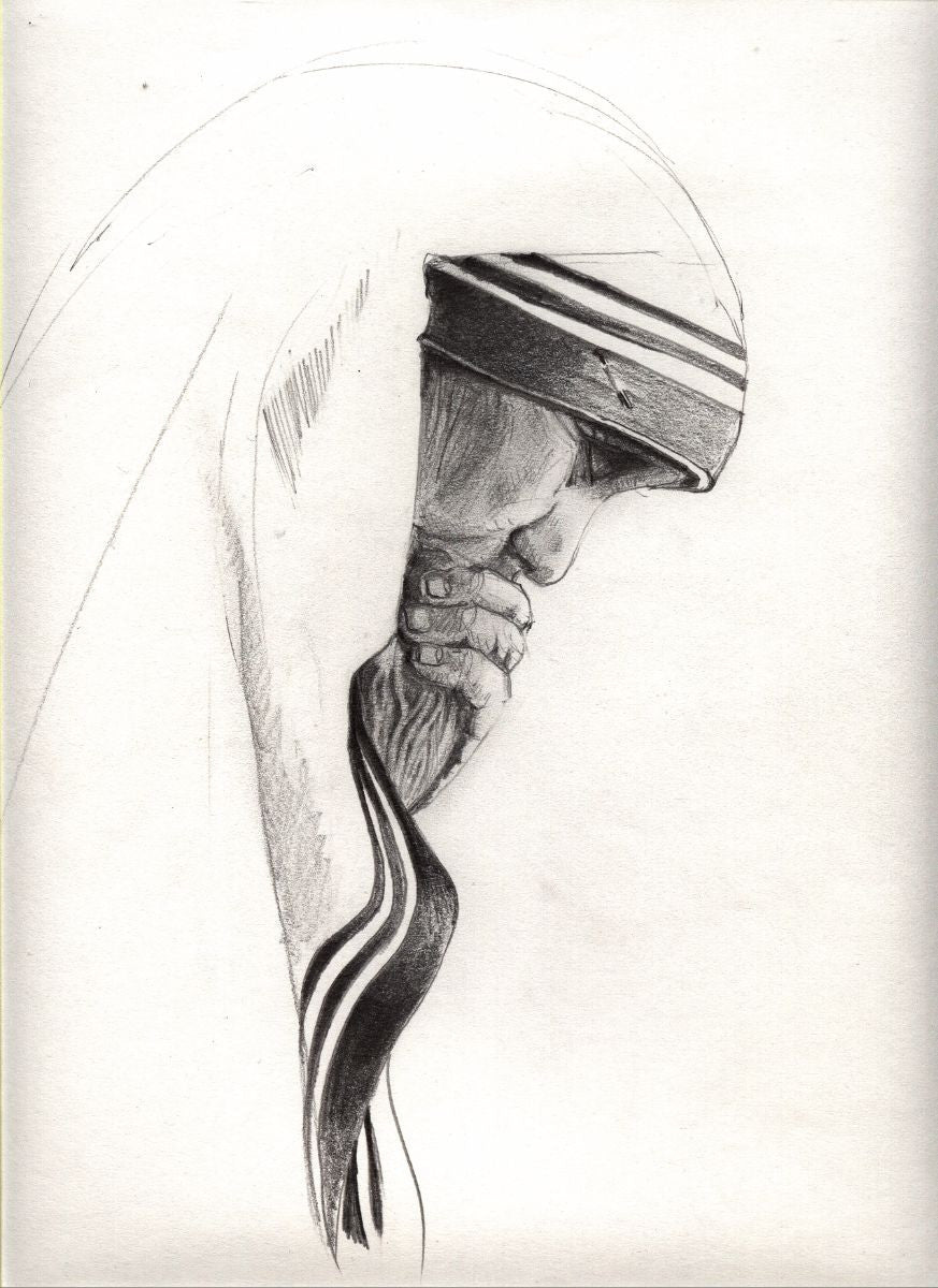 Pencil Sketch - Mother Teresa - Canvas Prints by Sherly David ...