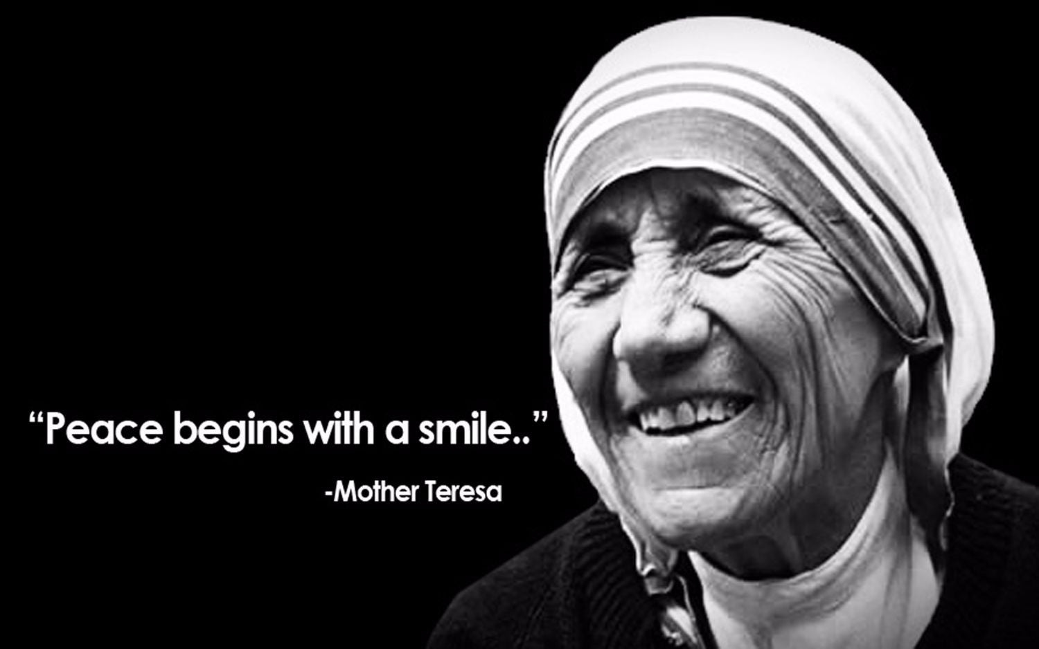 Peace Begins with a Smile.. - Mother Teresa Quotes - Canvas Prints ...