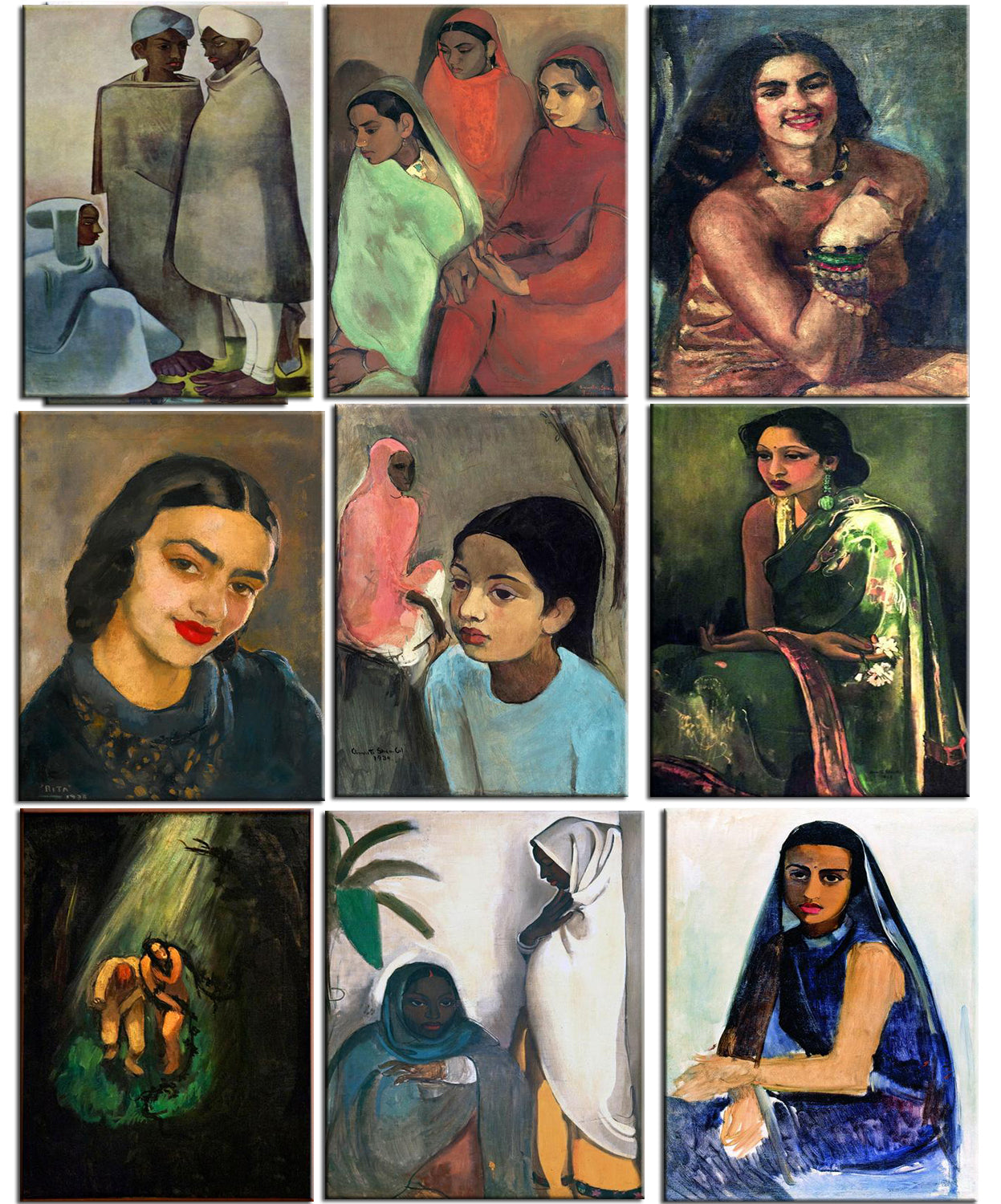 Set of 10 Best of Amrita Sher-Gil Paintings - Poster Paper (12 x ...