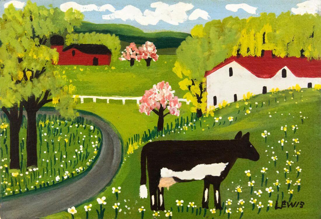 Cow In Springtime - Maud Lewis - Folk Art Painting - Framed Prints ...