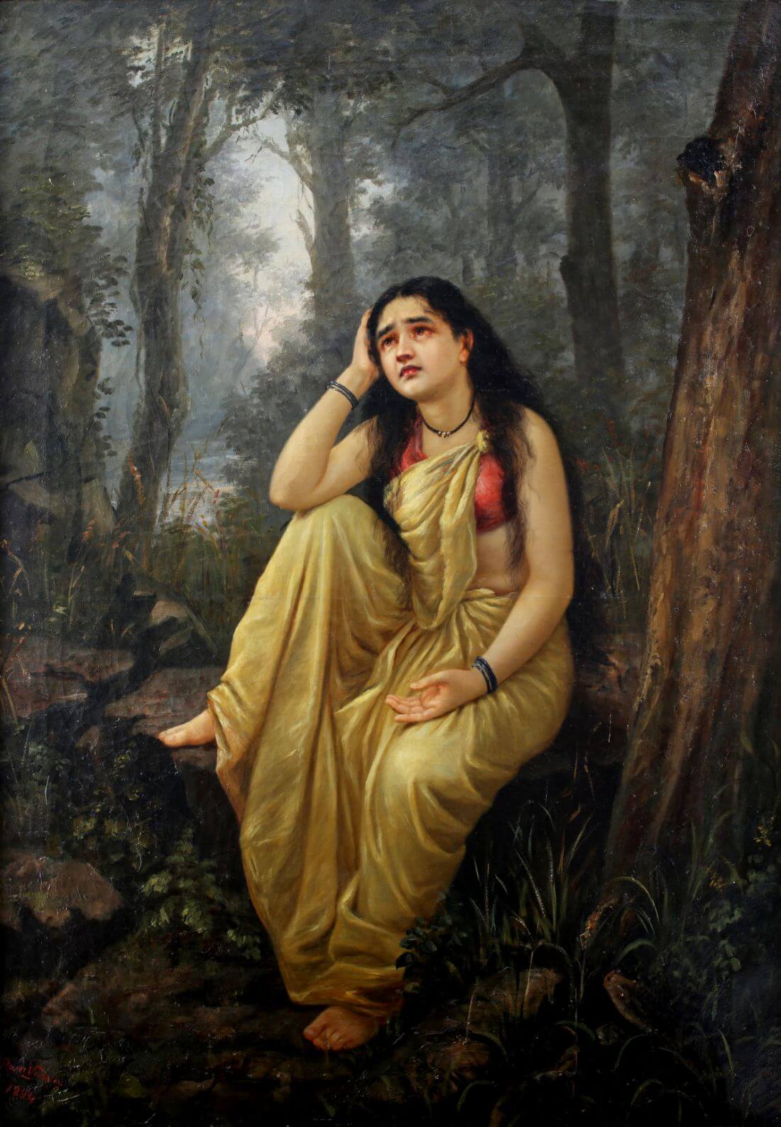 Damayanti Vanavasa - Raja Ravi Varma - Vintage Indian Art Painting ...