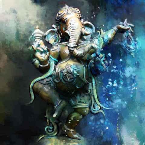 Dancing Lord Ganesha - Beautiful Indian Painting - Art Prints