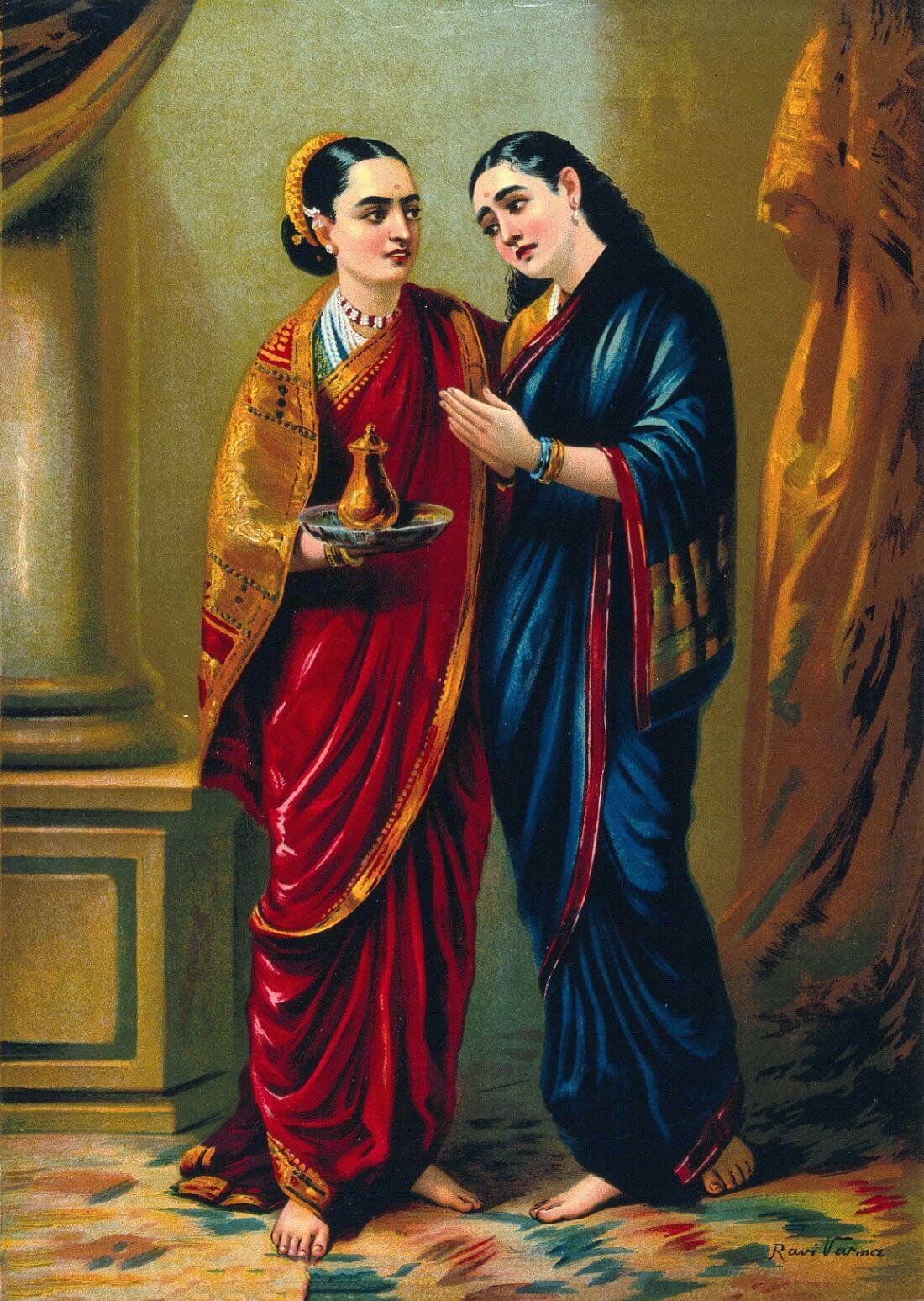 Draupadi Sudeshna - Raja Ravi Varma Chromolithograph Print ...