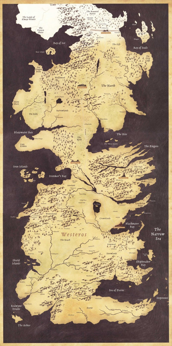 Fan Poster - Game Of Thrones - Map Seven Kingdoms Westeros - TV Show Collection - Large Art Prints by Bethany Morrison | Buy Posters, Frames, Canvas &