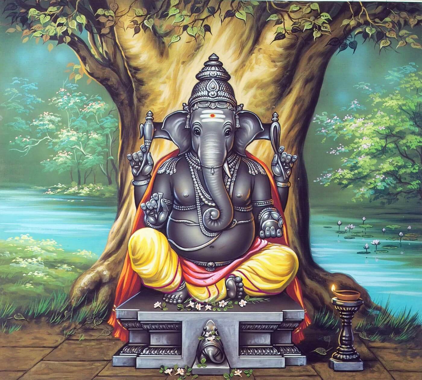 Ganesha Meditating Ganapati Painting - Posters by Shoba Shetty ...