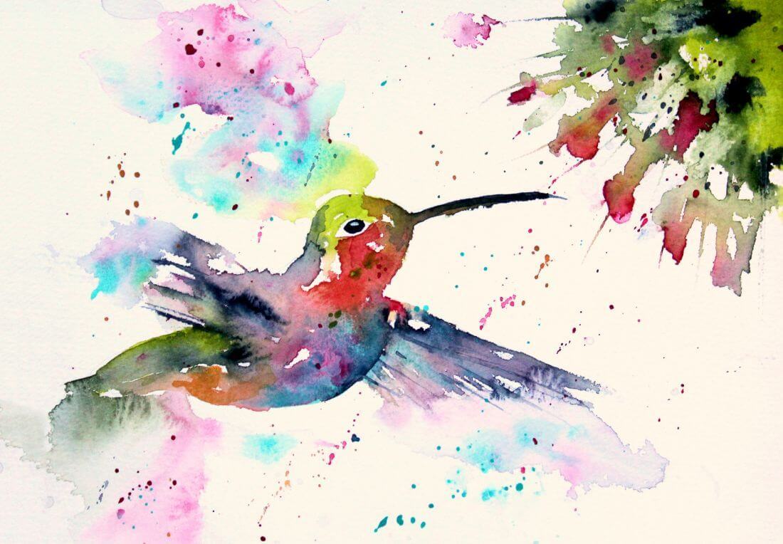 Hummingbird - Colorful Painting - Bird Wildlife Art Print Poster ...