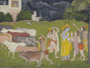 Indian Miniature Art - Pahari Style - Krishna And The Call Of The Flute - Framed Prints