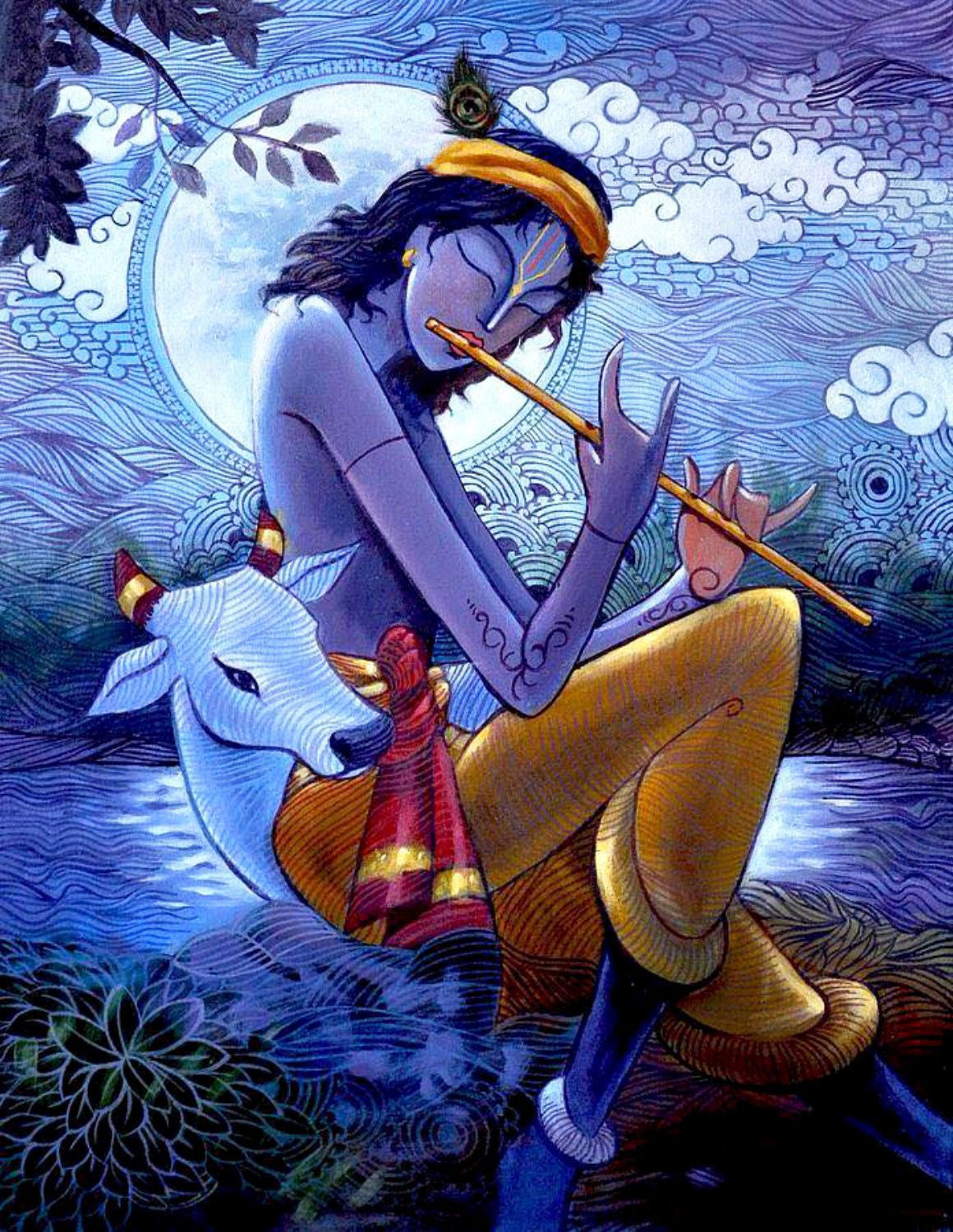 Indian Art - Krishna Painting - Gopala Playing Flute - Art Prints ...