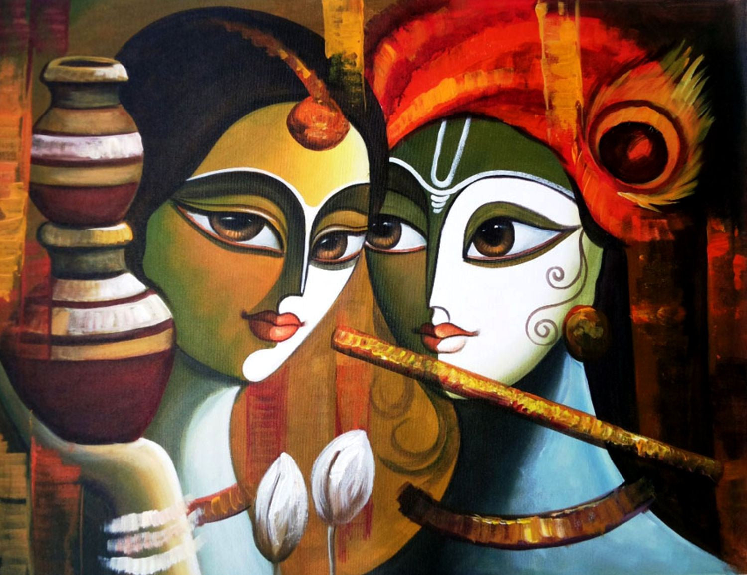 Indian Art - Radha Krishna Painting 2 by Raghuraman | Buy Posters ...