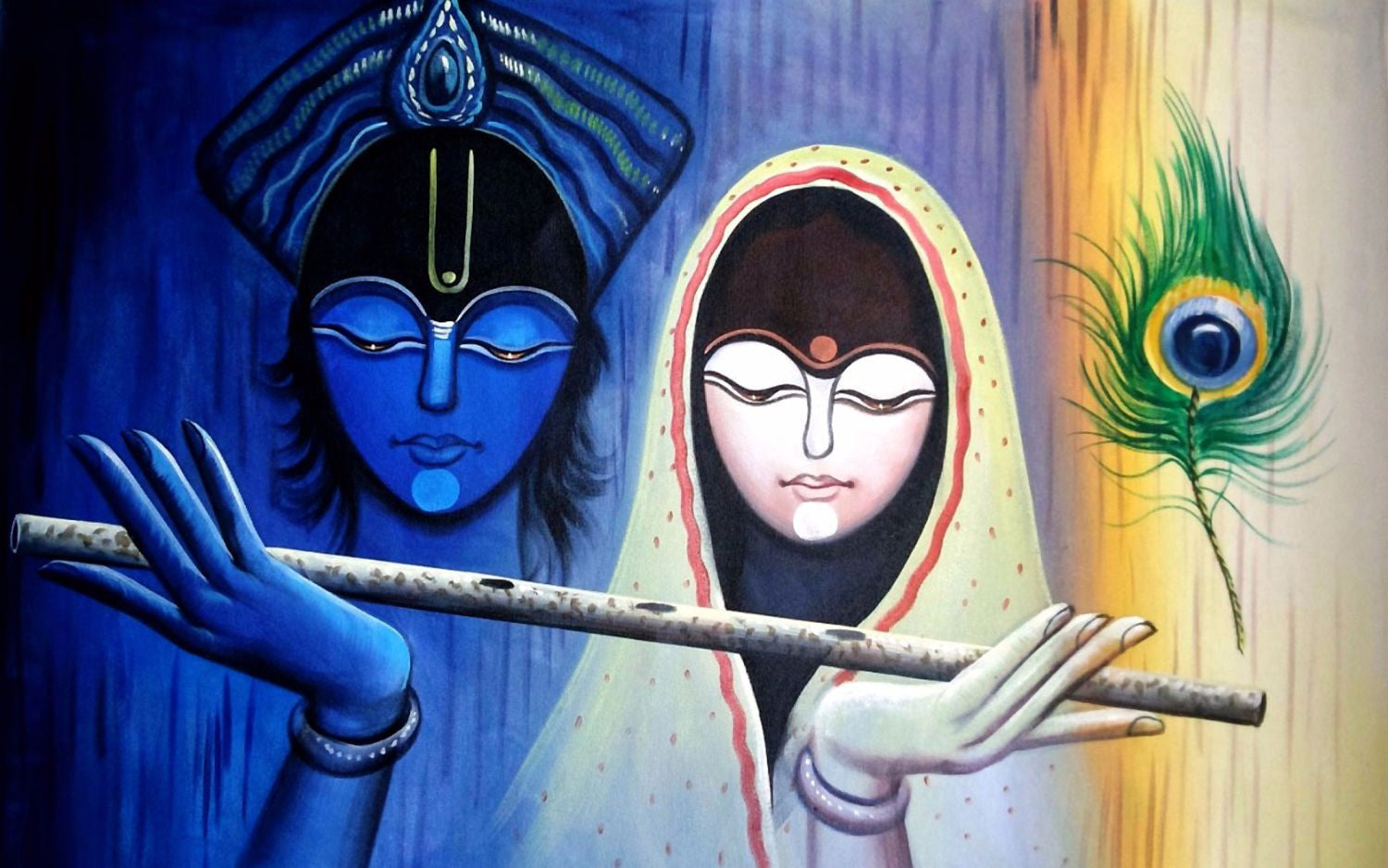 Indian Art - Radha Krishna Painting - Posters by Raghuraman | Buy ...