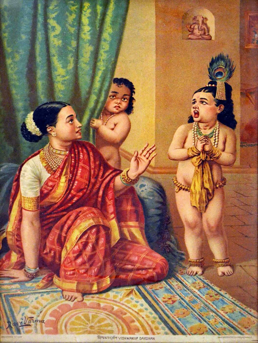 Indian Masters - Raja Ravi Varma - Yashoda With Krishna Vishwaroop ...