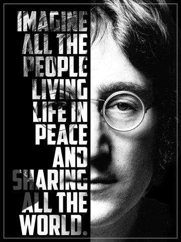 John Lennon - Imagine Lyrics Graphic Poster - Framed Prints by Ralph