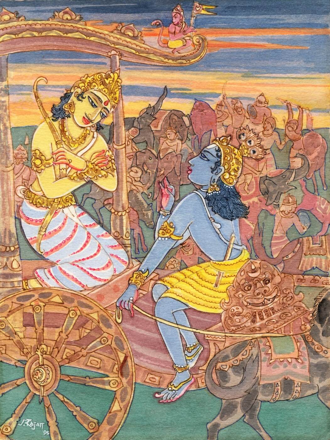 Krishna and Arjuna - Mahabharat - S Rajam - Art Prints by S. Rajam ...