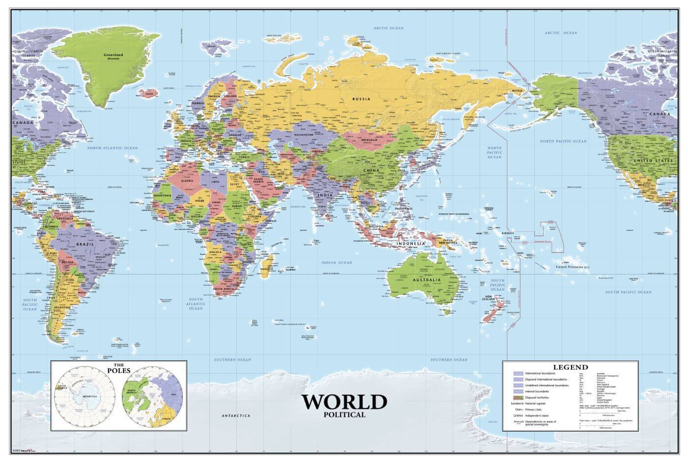 Large Political Map Of The World - Major Cities - Life Size ...