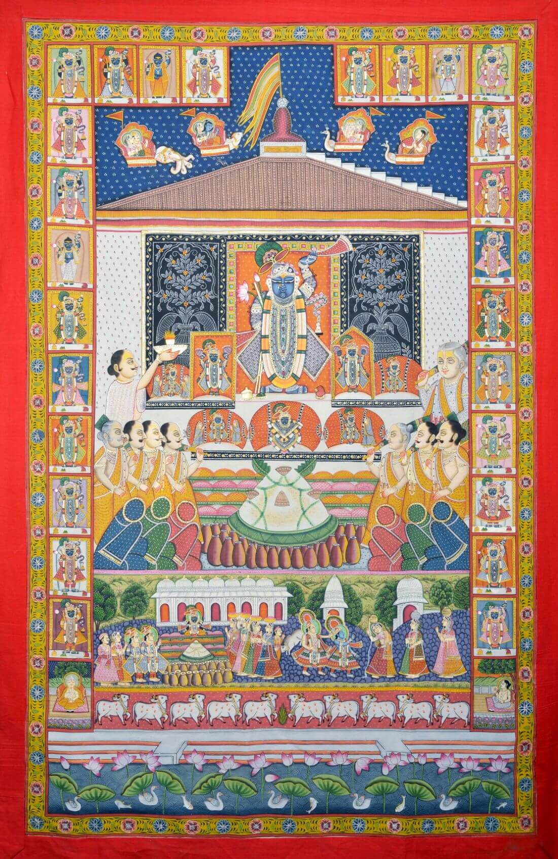Lord Shrinathji Annakoot - Pichwai Painting - Posters by Krishna ...