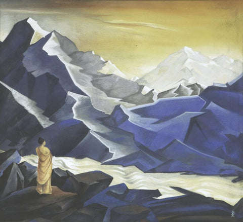Monk In Himalaya - Nicholas Roerich Painting – Landscape Art by Nicholas Roerich