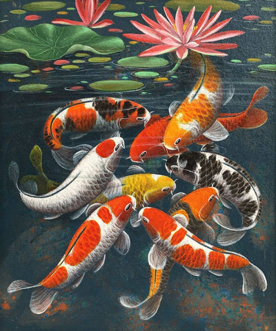 Nine Koi Fish With Lotus - Prosperity And Family Strength - Feng Shui  Painting - Art Prints By Roselyn Imani | Buy Posters, Frames, Canvas &  Digital Art Prints | Small, Compact, Medium And Large Variants
