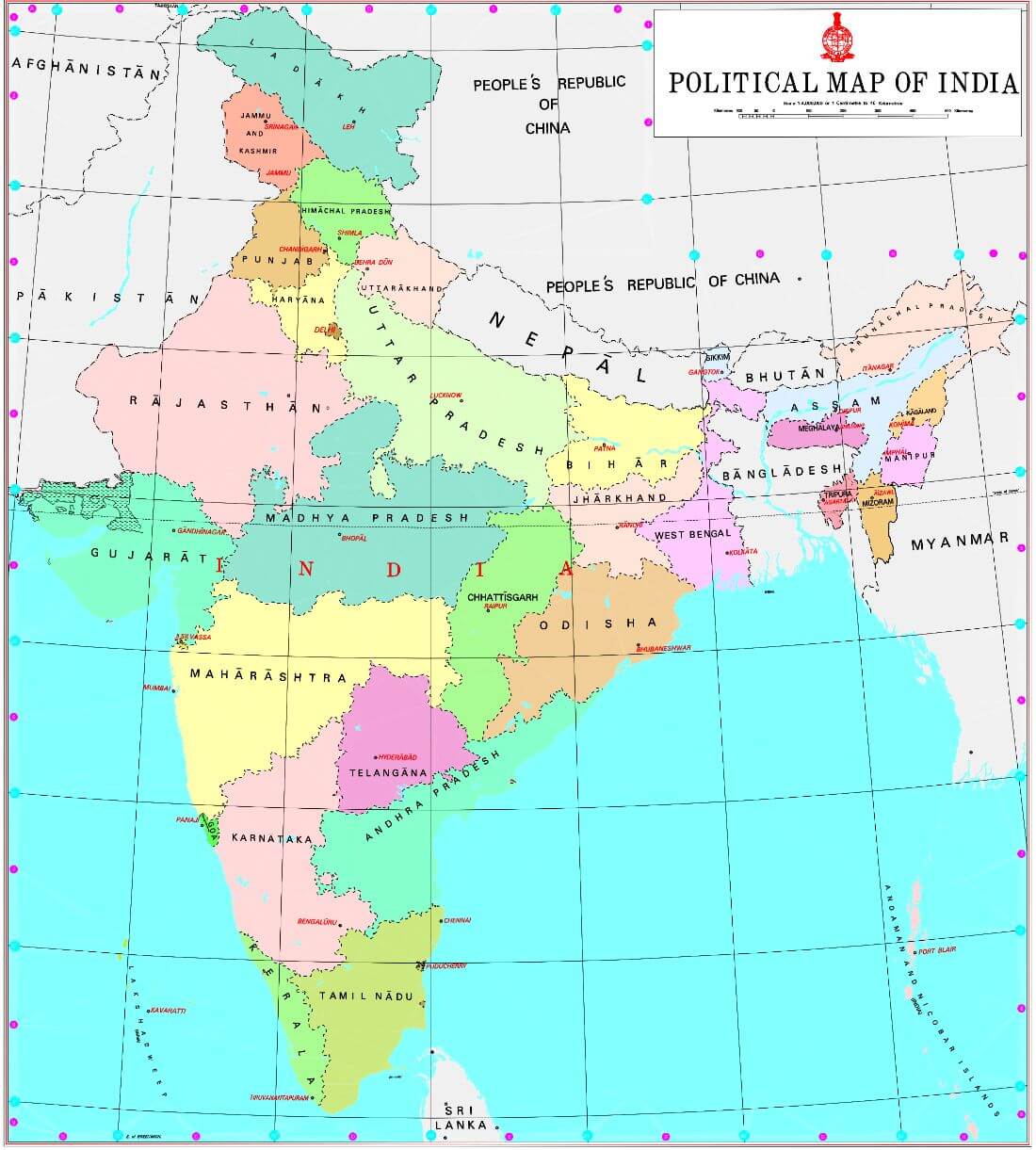 Political Map Of India - States And Capitals - Posters by Tallenge ...