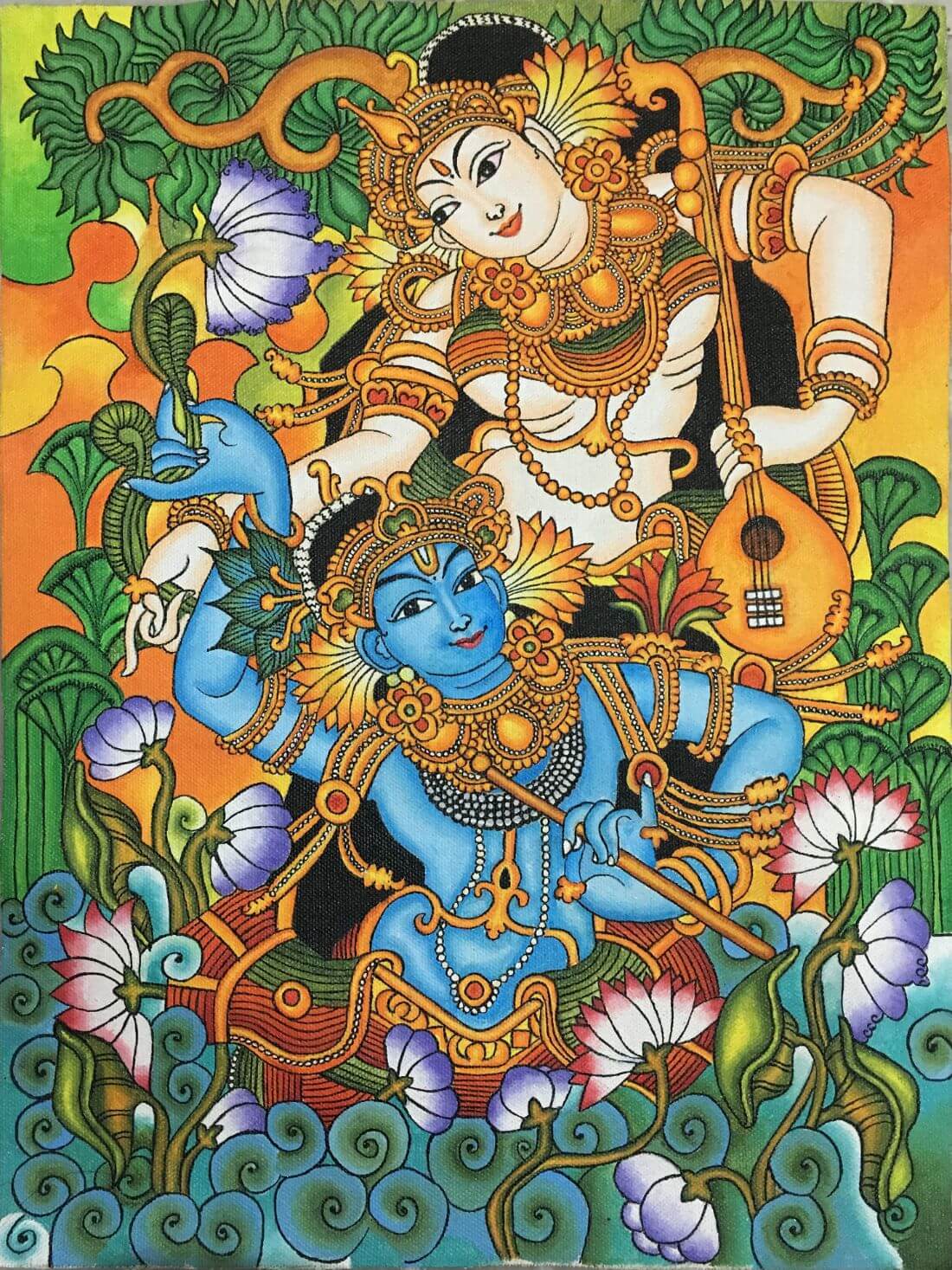 Radha Krishna - Kerala Mural Painting - Large Art Prints by ...