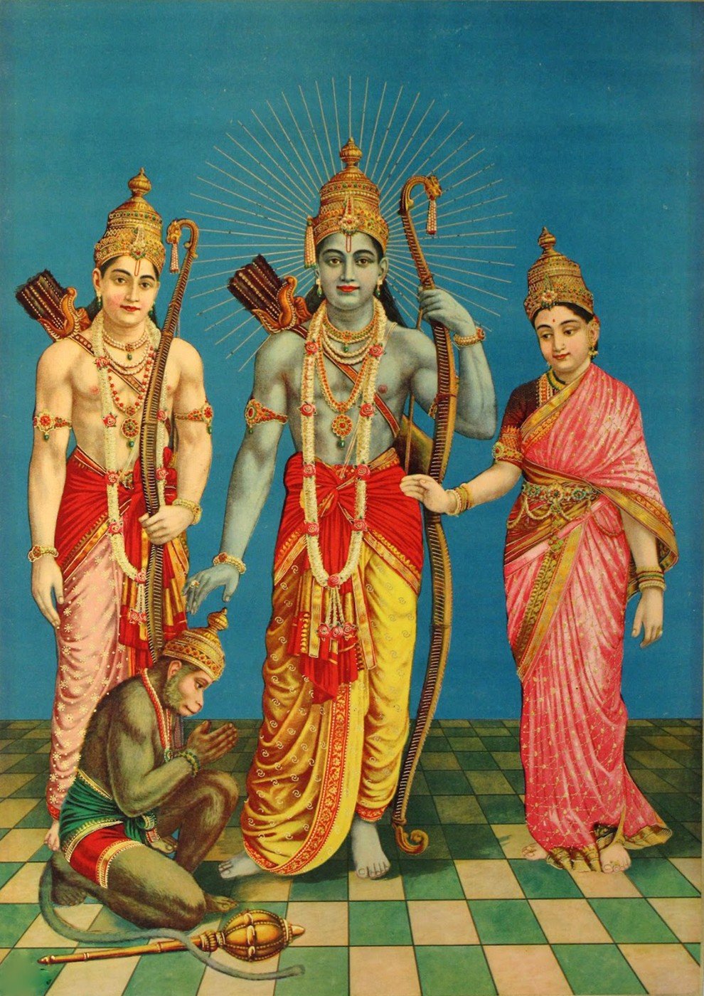 Raghupati Ram Laxman Sita and Hanuman - Vintage Printed Poster ...