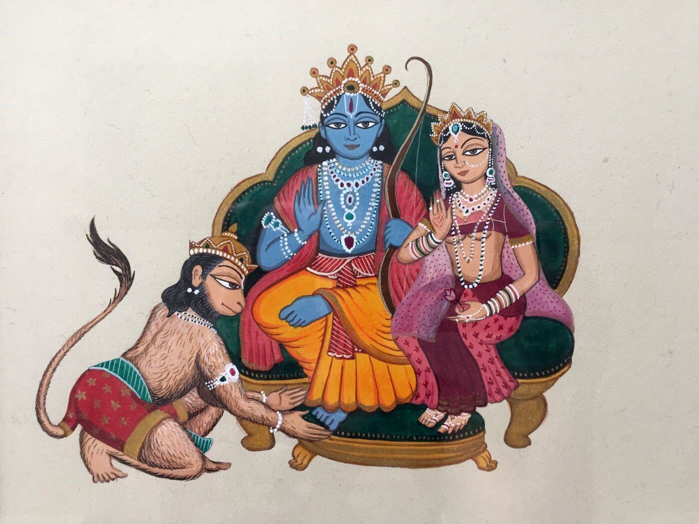 Ram Darbar - Ram Sita and Hanuman - Ramayan Art Painting - Posters ...
