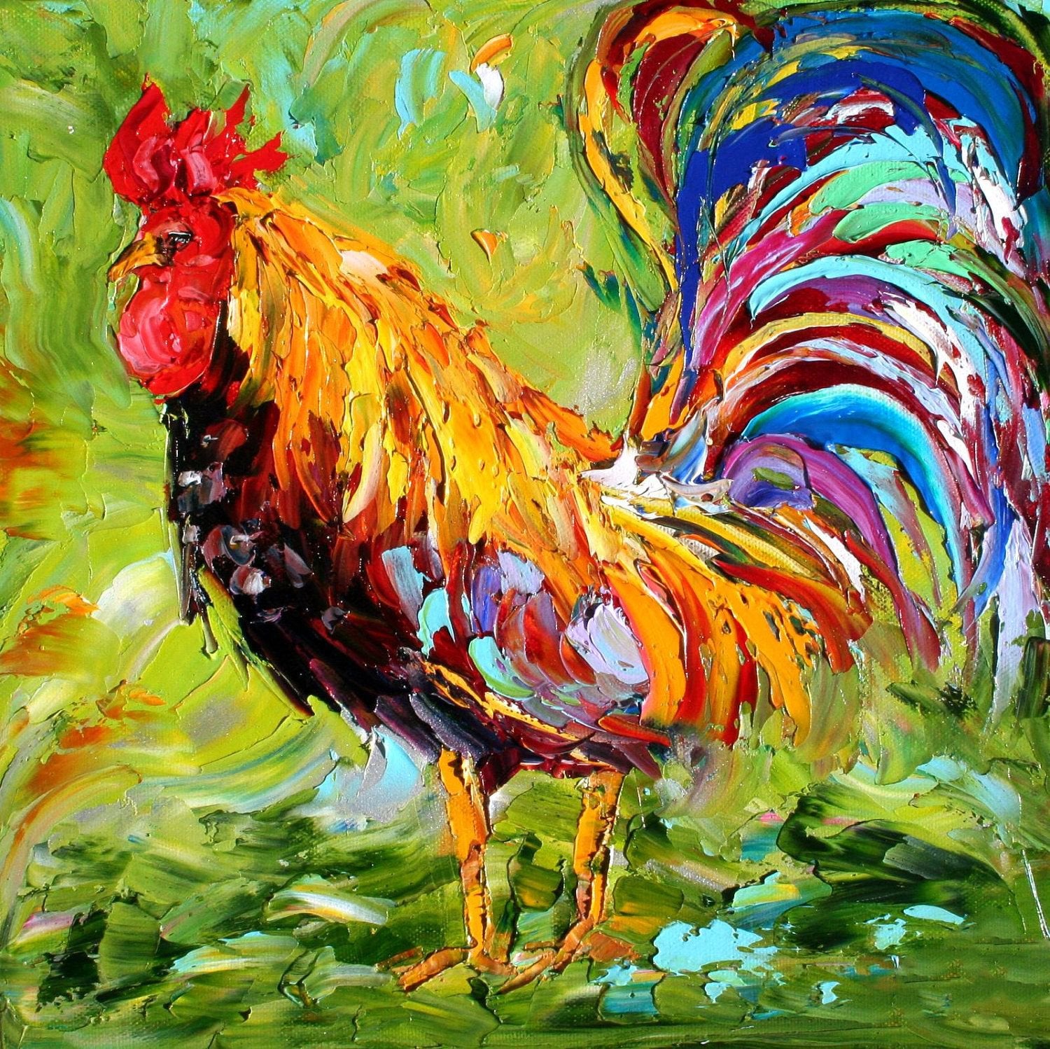 Rooster Cockerel Chicken Painting - Canvas Prints by Sean | Buy Posters, Frames, Canvas &amp;amp; Digital Art Prints | Small, Compact, Medium and Large Variants