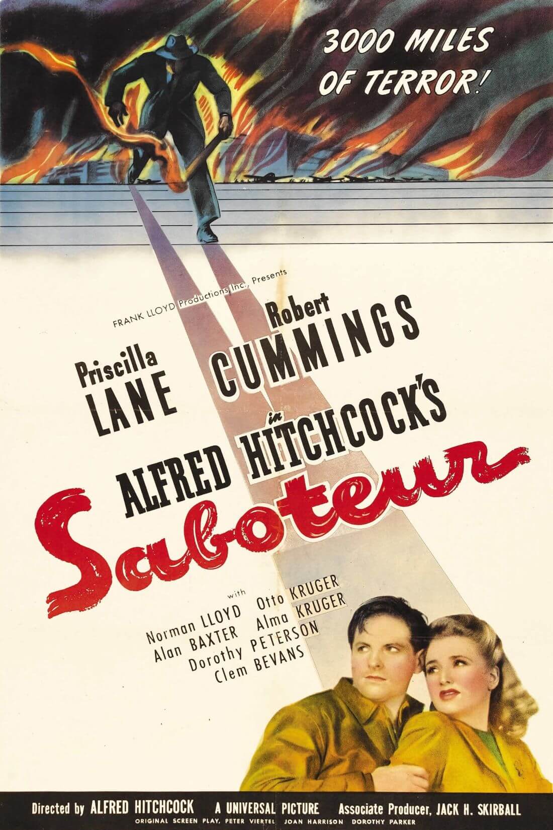 Saboteur Alfred Hitchcock Classic Hollywood Suspense Film Poster