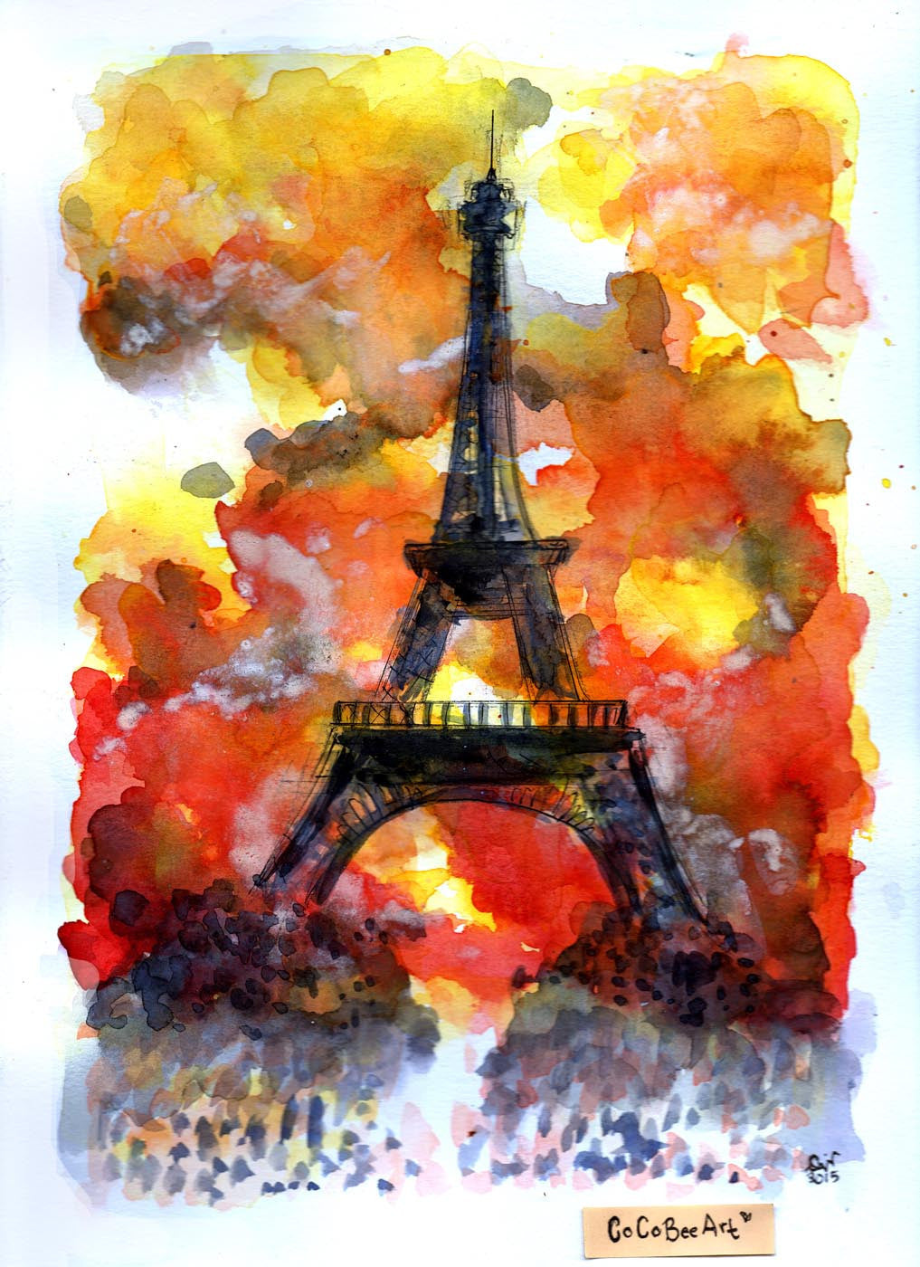 Eiffel Tower Watercolor Painting - Canvas Prints by Tallenge Store ...