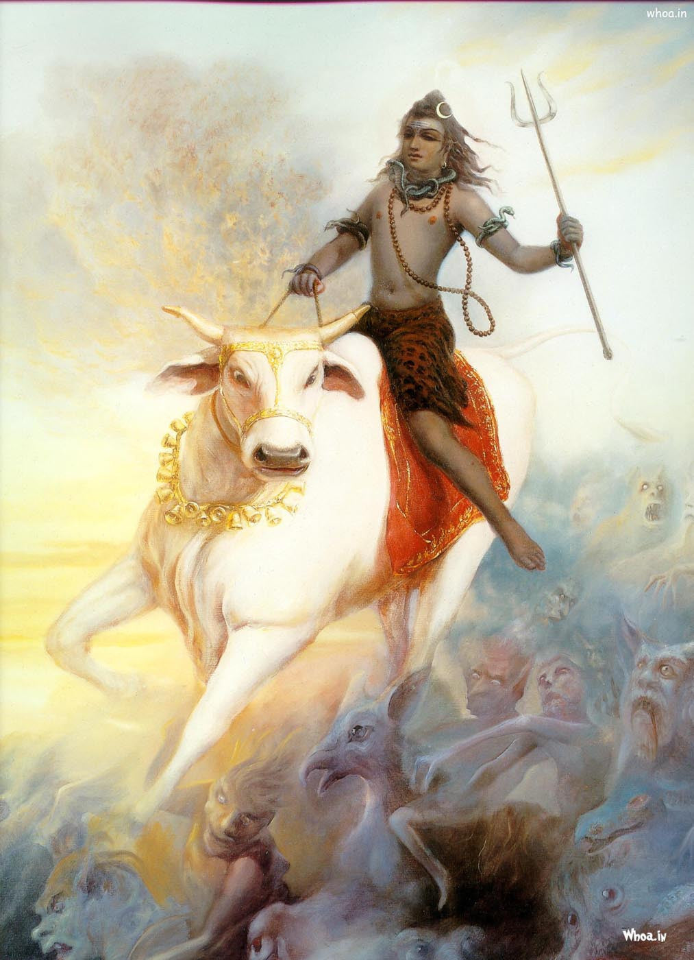 Lord Shiva Riding Nandi - Canvas Prints by Mahesh | Buy Posters ...