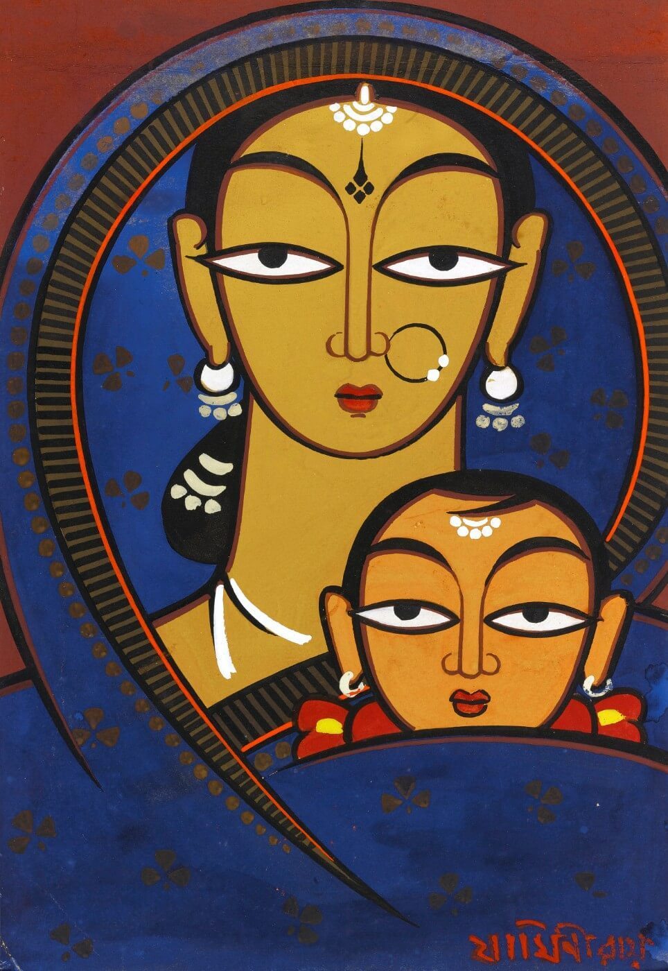 Santhal Mother And Child Indian Art By Jamini Roy France | poligin.rs