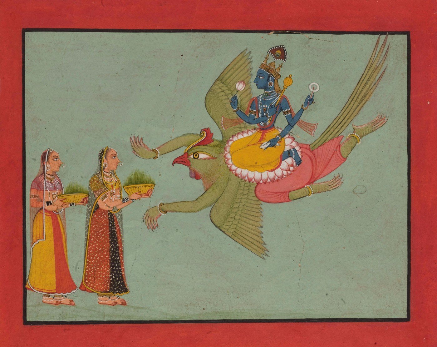 Indian Miniature Paintings - Ramayana Paintings - Vishnu on his ...