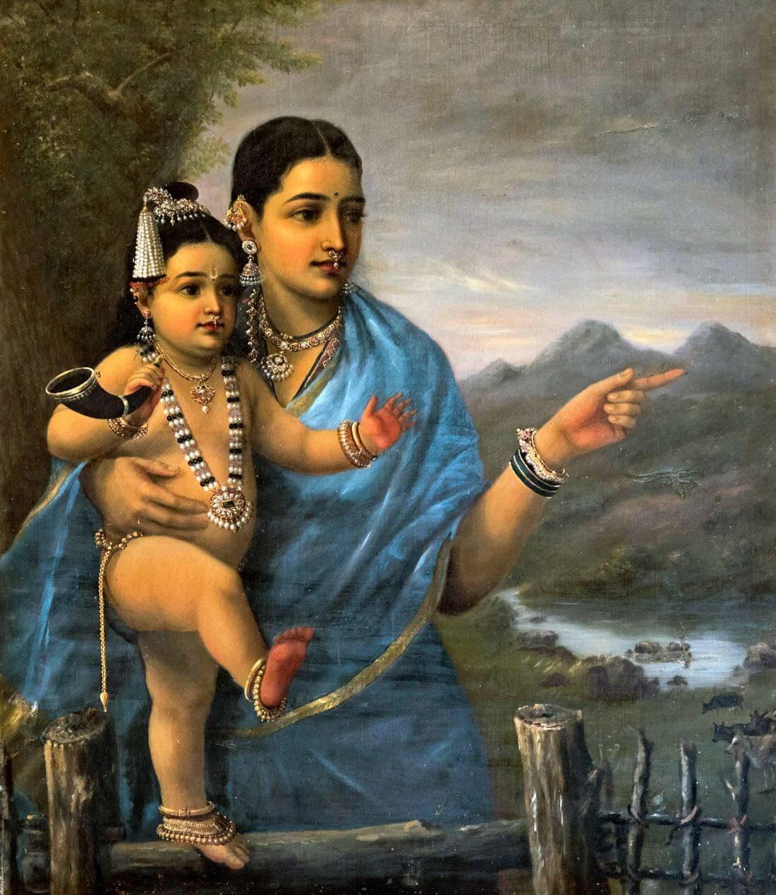 Yashoda Pointing Out To Balakrishna His Cows - Raja Ravi Varma ...