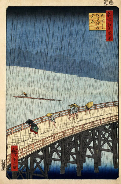 Bridge in the rain: after Hiroshige - Posters