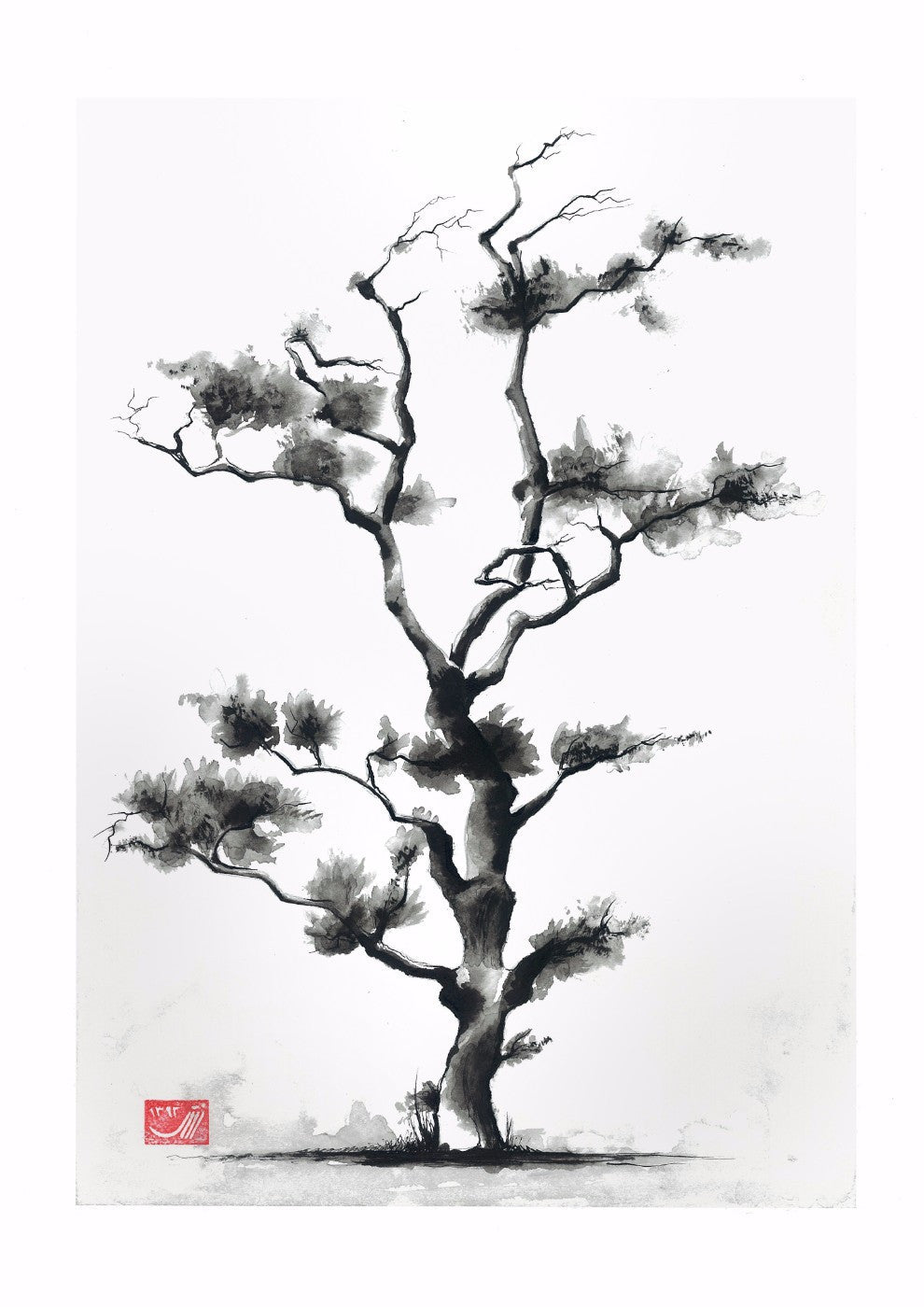 Japanese Art - Black & White Tree - Canvas Prints by Tommy | Buy ...