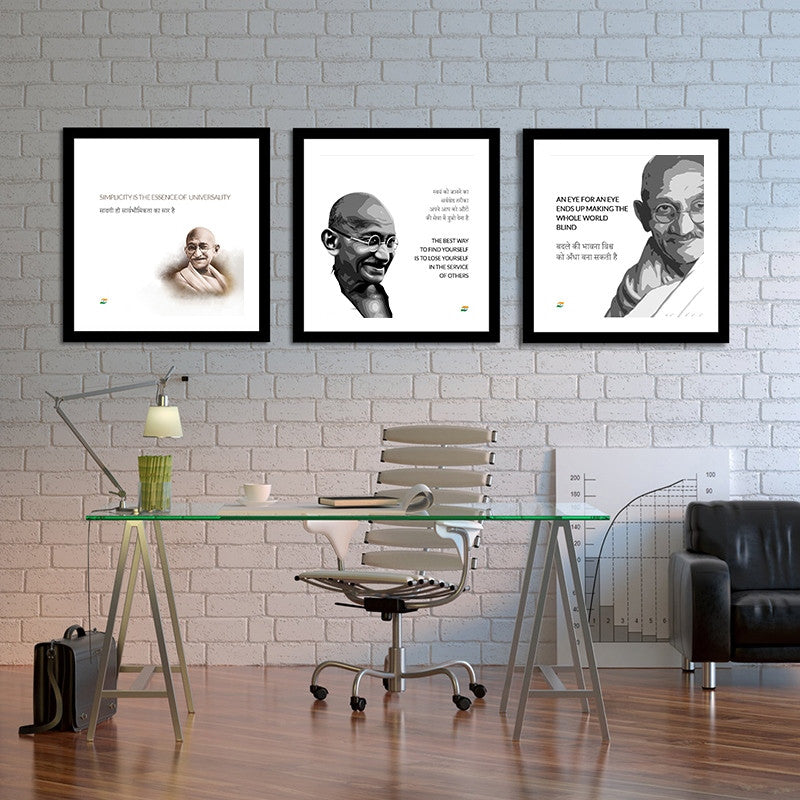 Set of 3 Mahatma Gandhi Quotes In Hindi With White Background by Sina Irani  | Buy Posters, Frames, Canvas & Digital Art Prints | Small, Compact, Medium  , Large and Big Oversized Variants