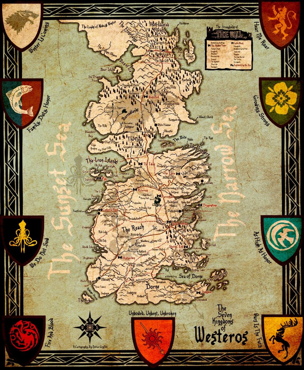 Art From Game Of Thrones Seven Kingdoms Of Westeros Map Large Art Prints By Hamid Raza Buy Posters Frames Canvas Digital Art Prints Small Compact Medium And Large Variants