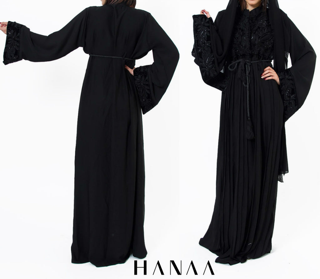 black velvet open abaya