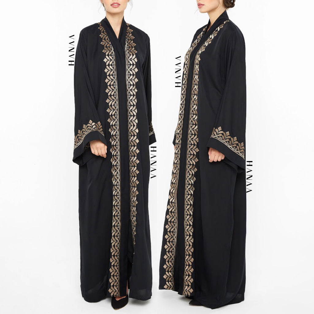 Hasinah Embroidered Open Abaya – H A N A A