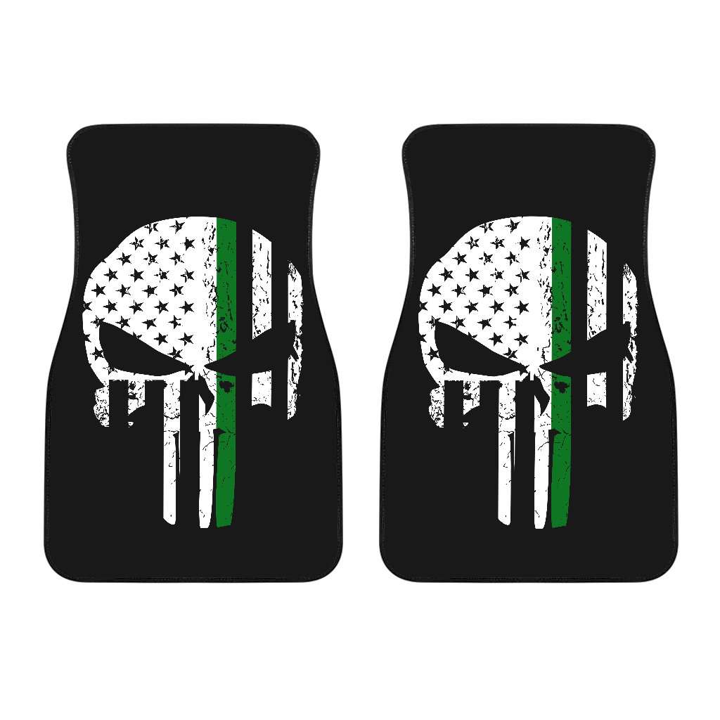 Army Thin Green Line Punisher Skull Front Car Mats Set Of 2 Hi Siena