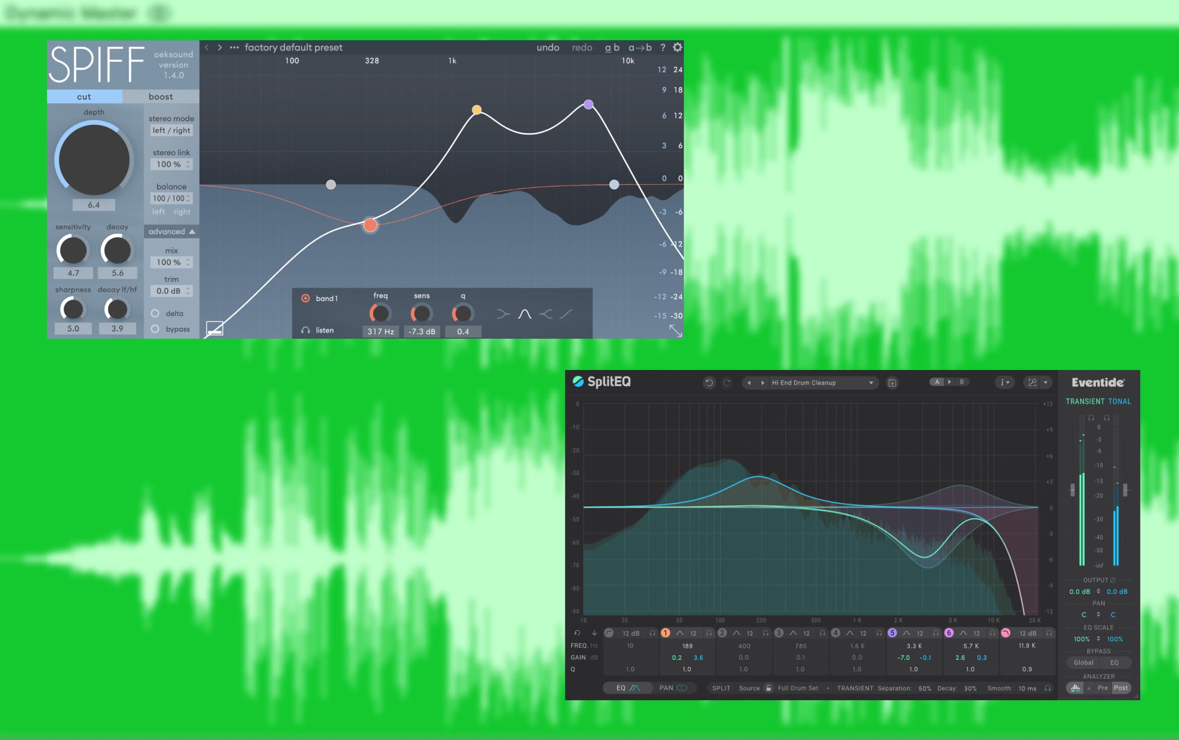 Spiff and Split EQ to fix mixes that are too punchy when mastering