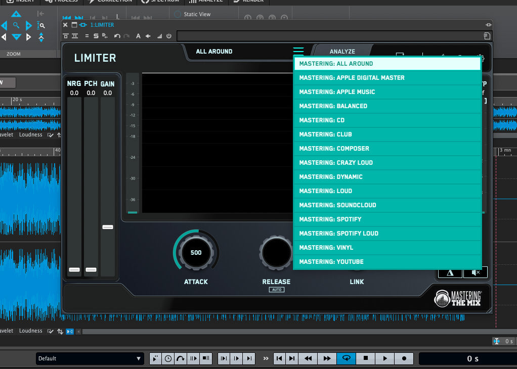 LIMITER targets to make mastering easy